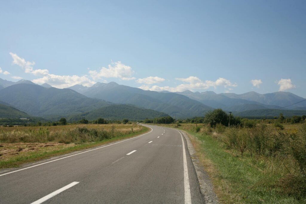 a road towards the mountains