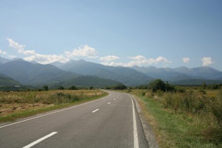 a road towards the mountains