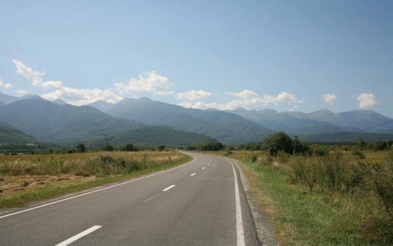 a road towards the mountains
